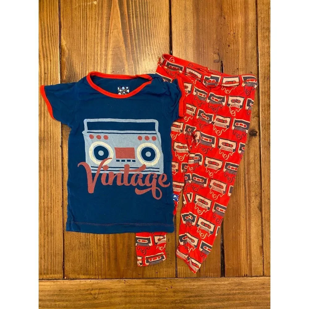 Kickee Pants Vintage Cassette Pajamas size 2t